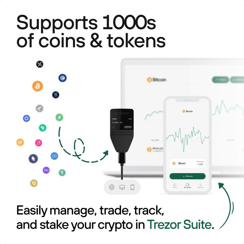 TREZOR محفظة هاردوير آمنة 3 - محمية بكلمة مرور وعناصر أمان - اشترِ، خزّن، وأدر الأصول الرقمية ببساطة وأمان (فضي لامع) - Image 3